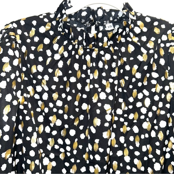 Black with White and Gold Polka Dots Blouse - Picture 3 of 4